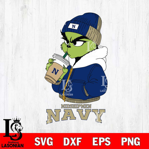 Navy Midshipmen Grinch Bougie Christmas Cut Files Cricut, Svg Dxf Eps Png file, Digital download , Silhouette