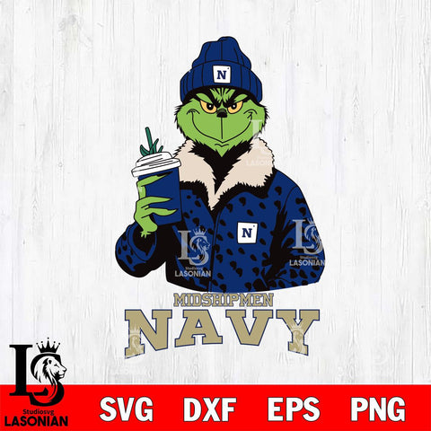 Navy Midshipmen Grinch Christmas Cut Files Cricut, Svg Dxf Eps Png file, Digital download , Silhouette