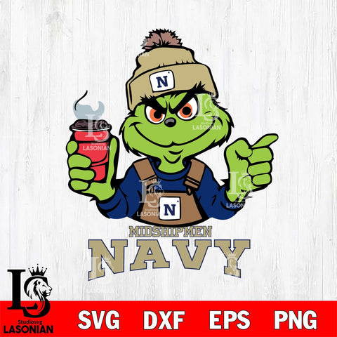 Navy Midshipmen Grinch with coffee Svg Eps Dxf Png File, Digital Download, Instant Download