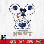 Navy Midshipmen Mickey Heart Rugby Svg Eps Dxf Png File, Digital Download ,Instant Download, Cricut File