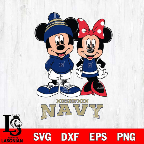 Navy Midshipmen Mickey Minnie Mouse Cute Football Svg Eps Dxf Png File, NCAA svg , File Cut , Digital Download , Instant Download, Cut Svg Files