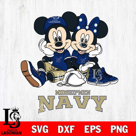 Navy Midshipmen Mickey Minnie Mouse Football Sit Svg Eps Dxf Png File, NCAA svg , File Cut , Digital Download , Instant Download, Cut Svg Files