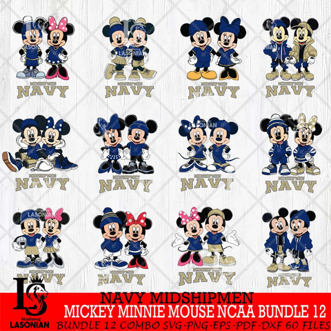 Navy Midshipmen Mickey Minnie Mouse NCAA Bundle 12 Svg Eps Dxf Png File, Bundle NCAA svg , File Cut , Digital Download , Instant Download, Cut Svg Files