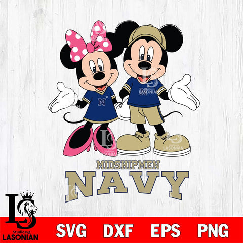 Navy Midshipmen Mickey Minnie Mouse Sport Svg Eps Dxf Png File, NCAA svg , File Cut , Digital Download , Instant Download, Cut Svg Files