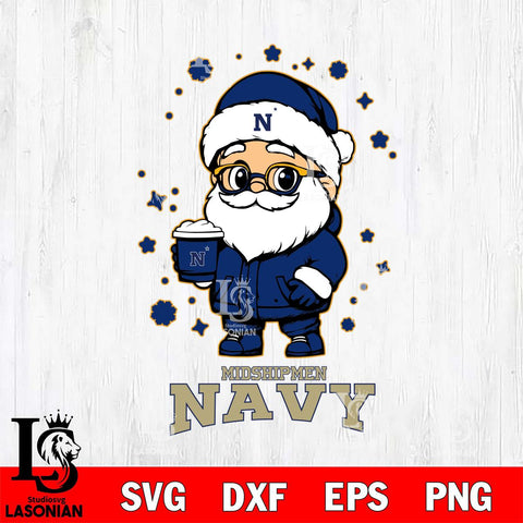 Navy Midshipmen Santa Claus Coffe Svg dxf eps png pdf file,NCAA svg,Digital Download,Cricut file