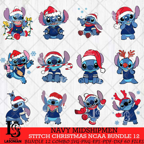 Navy Midshipmen Stitch Christmas NCAA Bundle 12 Svg Eps Dxf Png File, Digital Download, Instant Download