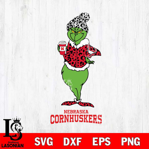 Nebraska Cornhuskers Grinch Leopard Coffee Svg Eps Dxf Png File, Digital Download, Instant Download