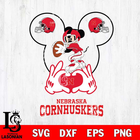 Nebraska Cornhuskers Mickey Heart Rugby Svg Eps Dxf Png File, Digital Download ,Instant Download, Cricut File