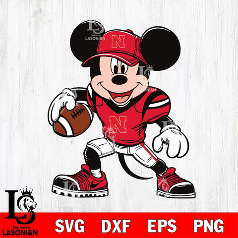 Nebraska Cornhuskers Mickey Mouse Svg Eps Dxf Png File, NCAA svg, Digital Download, Instant Download