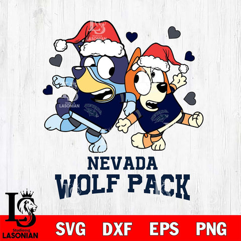 Nevada Wolf Pack Bluey Christmas NFL Svg Eps Dxf Png File, Digital Download