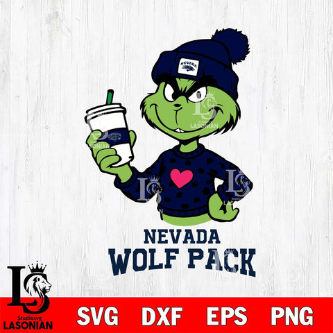 Nevada Wolf Pack Boujee Grinch Heart Christmas Cut Files Cricut, Svg Dxf Eps Png file, Digital download , Silhouette