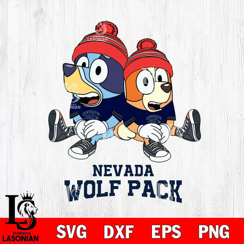 Nevada Wolf Pack Christmas Bluey & Bingo Sit Cut Files,Bluey Cricut,Christmas Svg , Bluey svg , Digital Download, dxf eps png pdf file