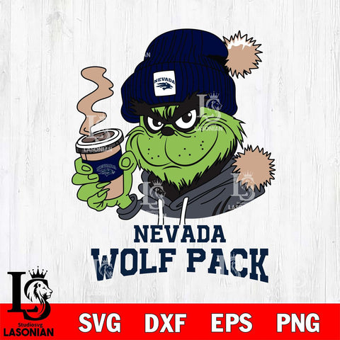 Nevada Wolf Pack Grinch Cofffe Hoodie Cut Files Cricut, Svg Dxf Eps Png file, Digital download , Silhouette