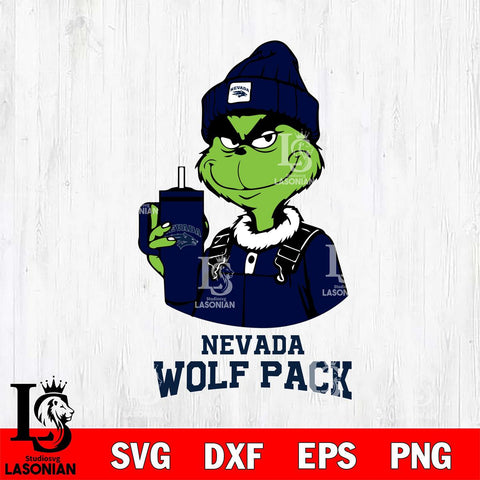 Nevada Wolf Pack Grinch Football Christmas Cut Files Cricut, Svg Dxf Eps Png file, Digital download , Silhouette