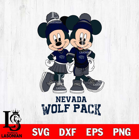 Nevada Wolf Pack Mickey And Minnie Mouse Football Svg Eps Dxf Png File, NCAA svg , File Cut , Digital Download , Instant Download, Cut Svg Files