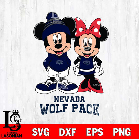 Nevada Wolf Pack Mickey Minnie Mouse Cute Football Svg Eps Dxf Png File, NCAA svg , File Cut , Digital Download , Instant Download, Cut Svg Files