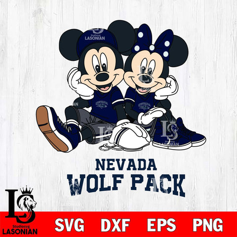 Nevada Wolf Pack Mickey Minnie Mouse Football Sit Svg Eps Dxf Png File, NCAA svg , File Cut , Digital Download , Instant Download, Cut Svg Files