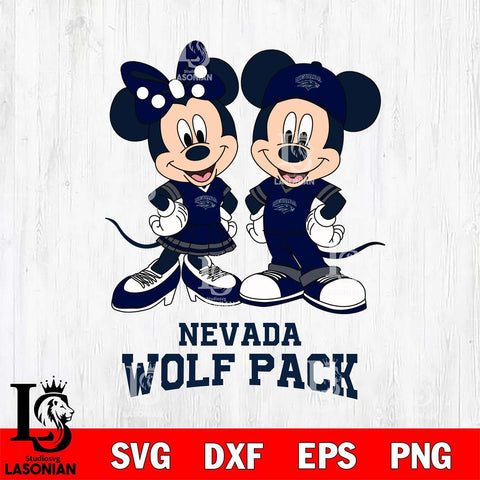 Nevada Wolf Pack Mickey Minnie Mouse rugby ball Svg Eps Dxf Png File, NCAA svg , File Cut , Digital Download , Instant Download, Cut Svg Files