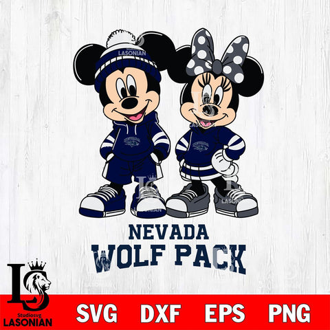 Nevada Wolf Pack Mickey Minnie Rugby Hoodie Svg Eps Dxf Png File, NCAA svg , File Cut , Digital Download , Instant Download, Cut Svg Files