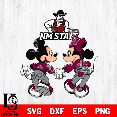 New Mexico State Aggies Fan Minnie And Mickey Love Svg Eps Dxf Png File, Digital Download, Instant Download