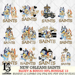 New Orleans Saints Bluey & Bingo Bundle 12 SVG Eps Dxf Png File, Bundle NFL svg, Digital Download, Instant Download