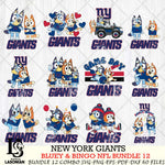 New York Giants Bluey & Bingo Bundle 12 SVG Eps Dxf Png File, Bundle NFL svg, Digital Download, Instant Download