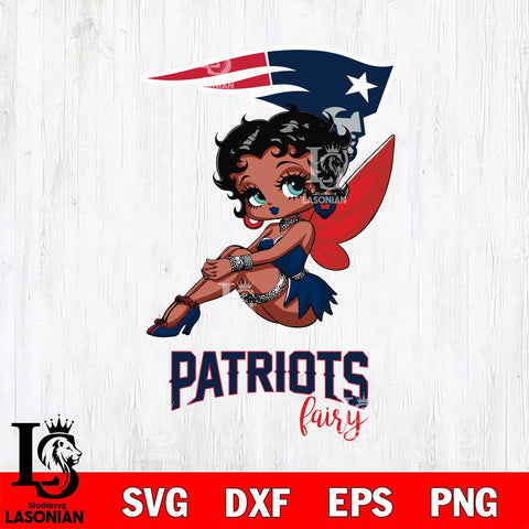 New England Patriots Beauty Black Fairy Betty Boop Svg Eps Dxf Png File, Digital Download, Instant Download