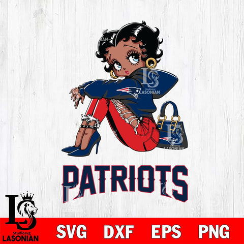 New England Patriots Betty Boop Black Fan Girl Svg Eps Dxf Png File, Digital Download, Instant Download