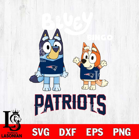 New England Patriots Bluey & Bingo 4 Svg Eps Dxf Png File, NFL svg, Digital Download, Instant Download