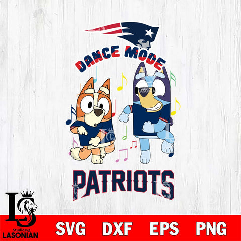 New England Patriots Bluey Bingo Dance Mode Svg Eps Dxf Png File, NFL svg, Digital Download, Instant Download