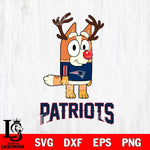 New England Patriots Bluey Chilli Christmas Deer Svg Eps Dxf Png File, Digital Download