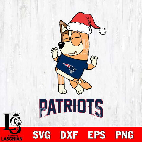 New England Patriots Bluey Chilli Happy Christmas Svg Eps Dxf Png File, Digital Download