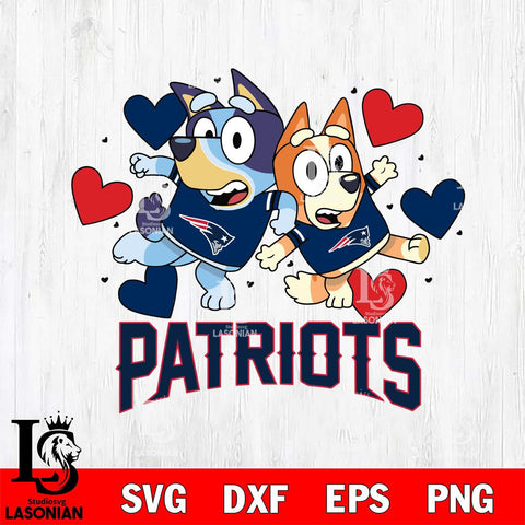 New England Patriots Bluey Chilli Heart NFL Svg Eps Dxf Png File, Digital Download, Instant Download