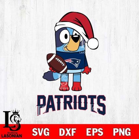 New England Patriots Bluey Christmas Svg Eps Dxf Png File, Digital Download