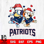 New England Patriots Bluey Christmas NFL Svg Eps Dxf Png File, Digital Download