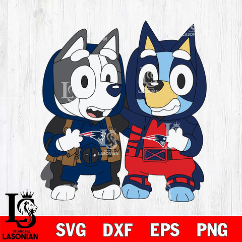 New England Patriots Bluey Deadpool Wolverine Svg Eps Dxf Png File, Digital Download, Instant Download