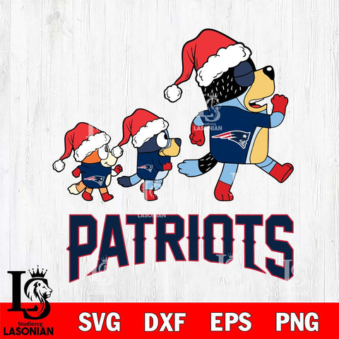 New England Patriots Bluey Family Christmas Svg Eps Dxf Png File, Digital Download