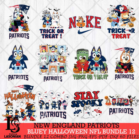 New England Patriots Bluey Halloween 12 SVG Svg Eps Dxf Png File, Digital Download, Instant Download