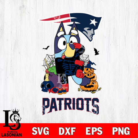 New England Patriots Bluey Halloween NFL 2 Svg Eps Dxf Png File, Digital Download, Instant Download