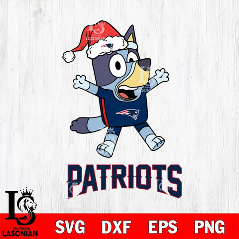 New England Patriots Bluey Happy Christmas Svg Eps Dxf Png File, Digital Download