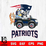 New England Patriots Bluey friends car Svg Eps Dxf Png File, NFL svg, Digital Download, Instant Download