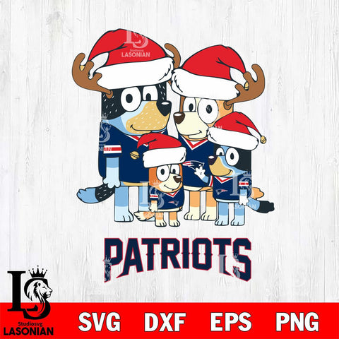 New England Patriots Christmas Bluey Santa Family Svg Eps Dxf Png File,Cut Svg Files, Digital File, Sublimation