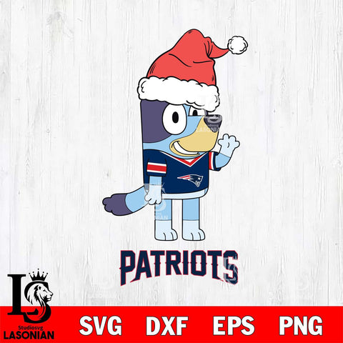 New England Patriots Christmas Bluey Say Hi Svg Eps Dxf Png File,Cut Svg Files, Digital File, Sublimation