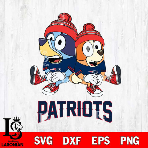 New England Patriots Christmas Bluey & Bingo Sit Svg Eps Dxf Png File,Cut Svg Files, Digital File, Sublimation