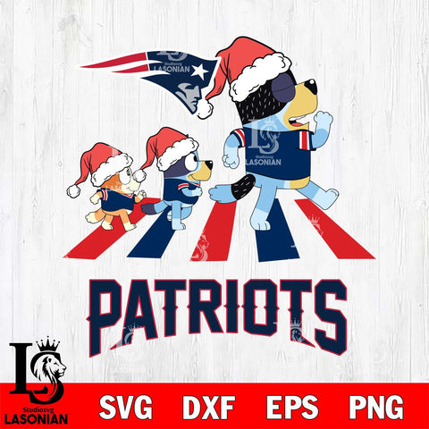 New England Patriots Christmas Family Bluey Walking Svg Eps Dxf Png File,Cut Svg Files, Digital File, Sublimation