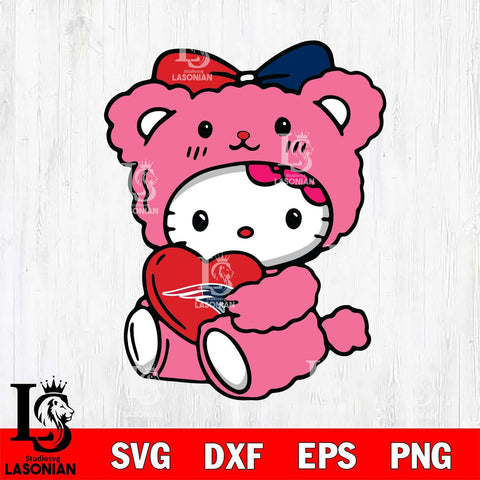 New England Patriots Cute Hello Kitty 3 Svg Eps Dxf Png File, Digital Download, Instant Download