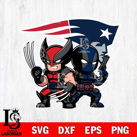 New England Patriots Deadpool And Wolverine Svg Eps Dxf Png File, Digital Download, Instant Download