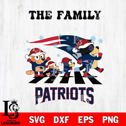 New England Patriots Family Bluey Christmas Svg Eps Dxf Png File, Digital Download