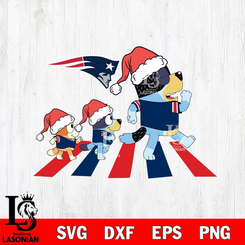 New England Patriots Family Bluey Walking Christmas Svg Eps Dxf Png File, Digital Download, Instant Download