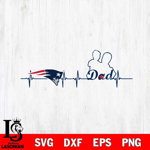 New England Patriots Father Heart Beat Svg Eps Dxf Png File, Digital Download, Instant Download